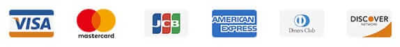 JCB/VISA/mastercard(マスターカード)/Diners Club(ダイナースクラブ)/AmericanExpress(アメックス)